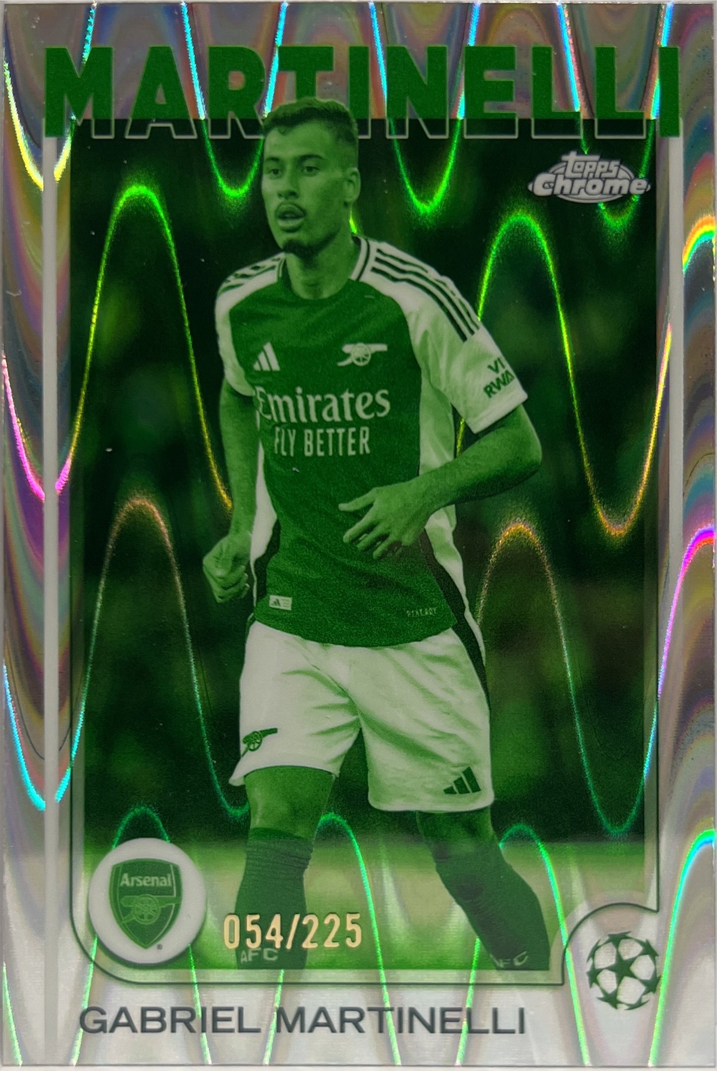 Gabriel Martinelli 54/225 Night Vision Raywave Topps Chrome UCC 2024/25