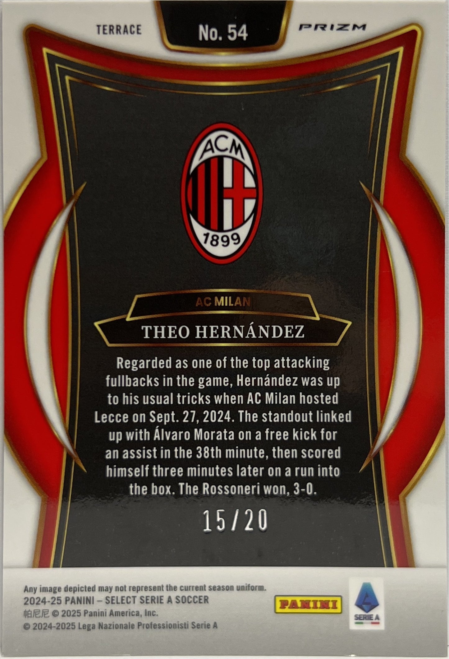 Theo Hernandez 15/20 Terrace White Select Serie A 2024/25
