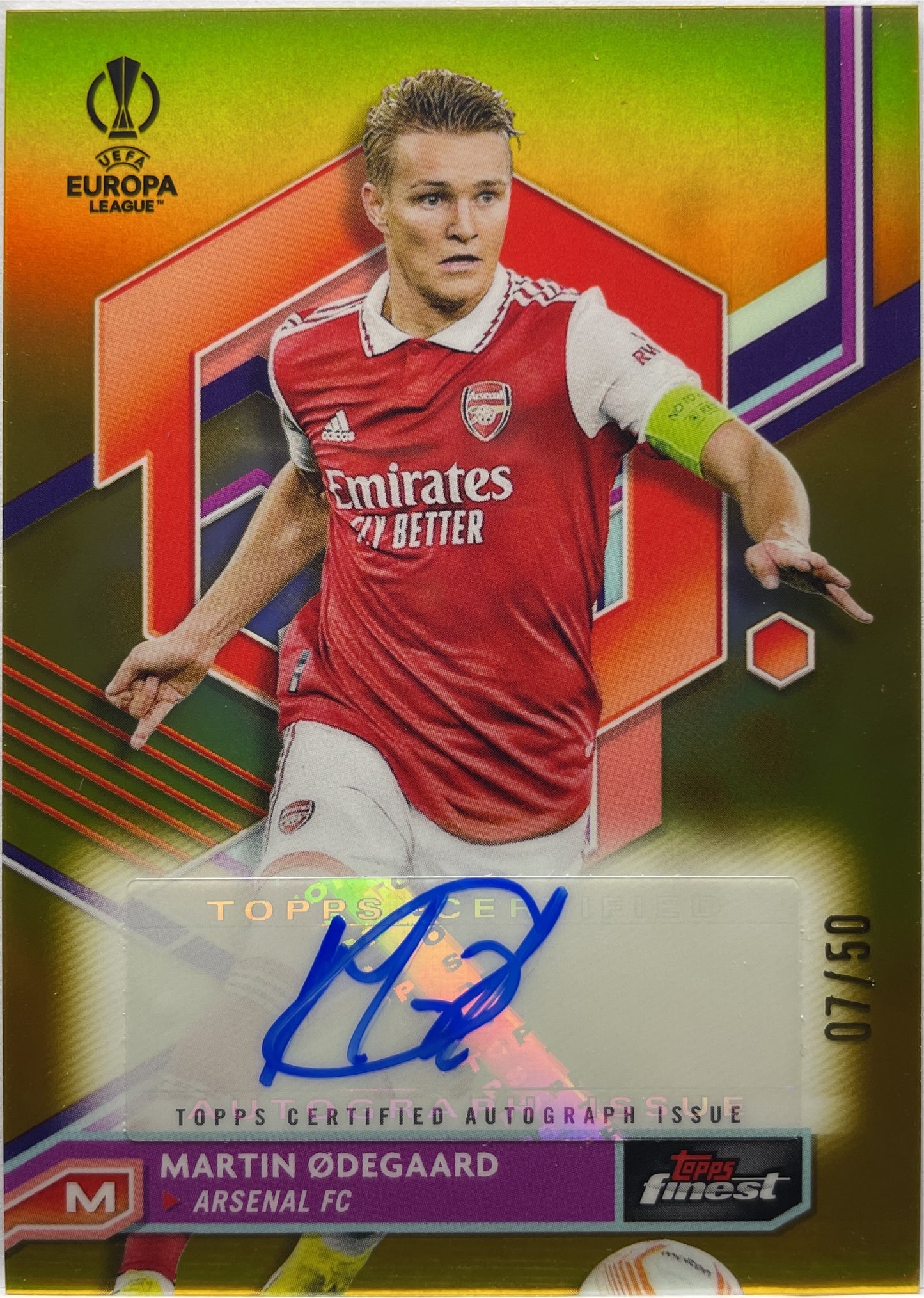 Martin Odegaard 7/50 Autograph Gold Topps Finest UCC 2022/23