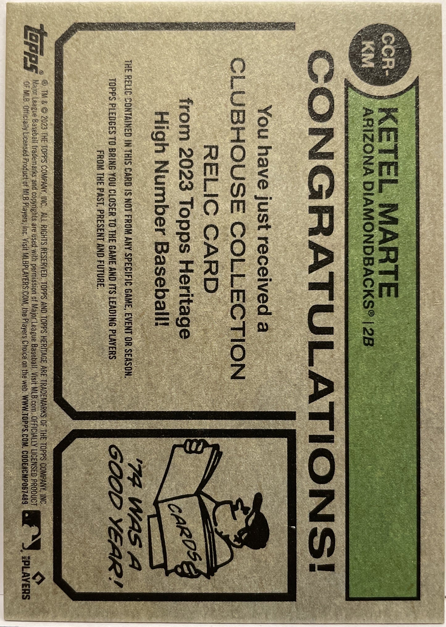 Ketel Marte Relic Memorabilia Clubhouse Collection Topps Heritage Baseball 2023