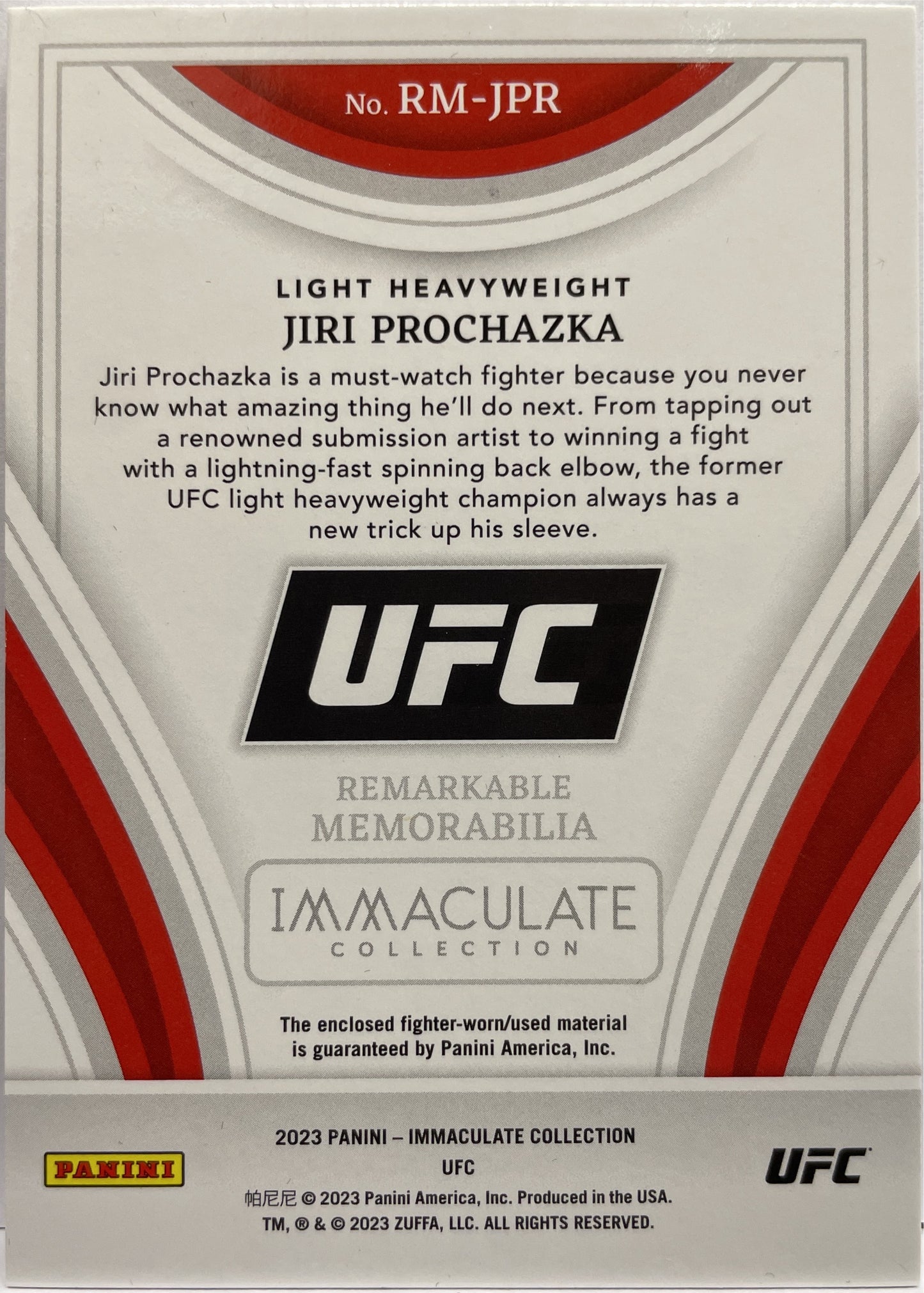 Jiri Prochazka 8/25 Patch Immaculate UFC 2023
