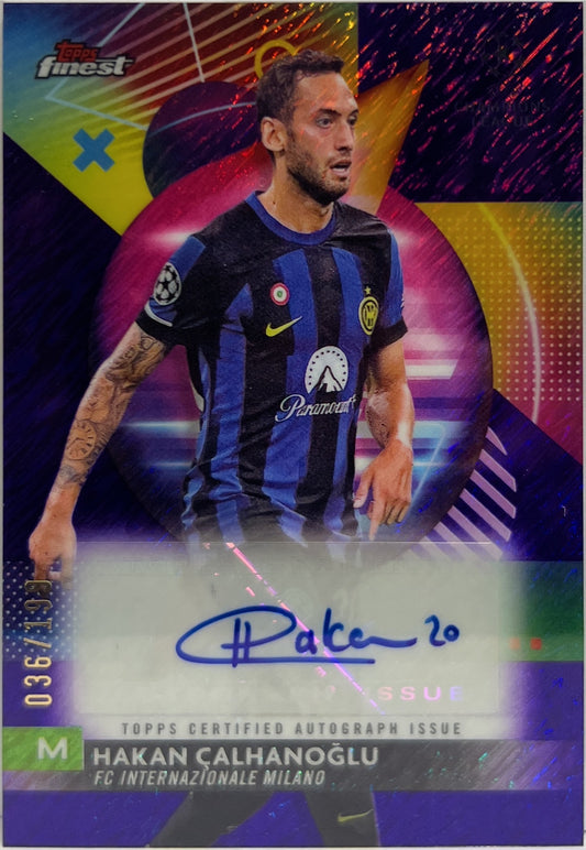Hakan Calhanoglu 36/199 Autograph Purple Shimmer Topps Finest UCC 2023/24