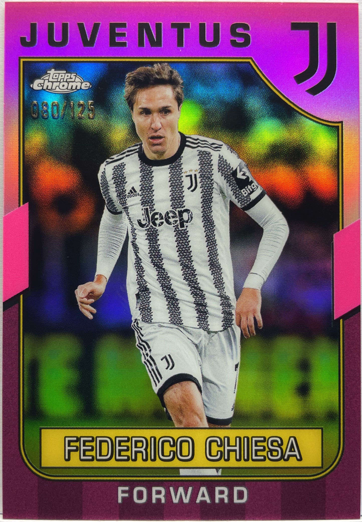 Federico Chiesa 80/125 Pink Topps Chrome Juventus 2022/23