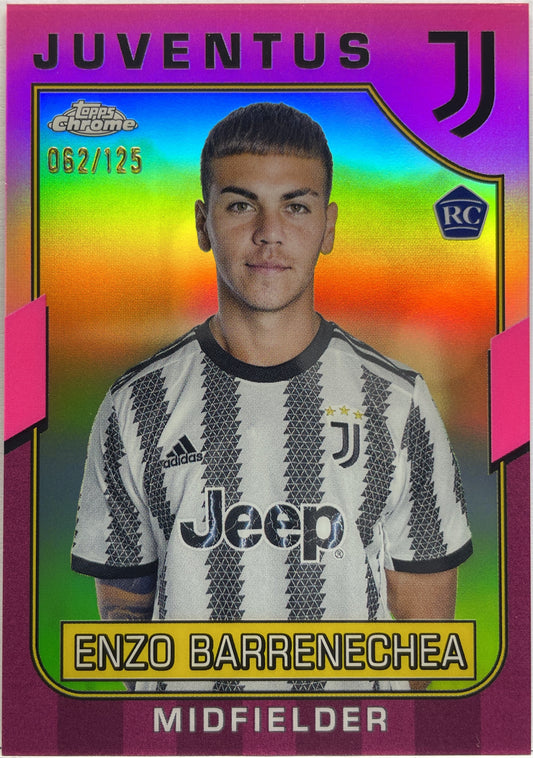 Enzo Barrenechea 62/125 Rookie Pink Topps Chrome Juventus 2022/23