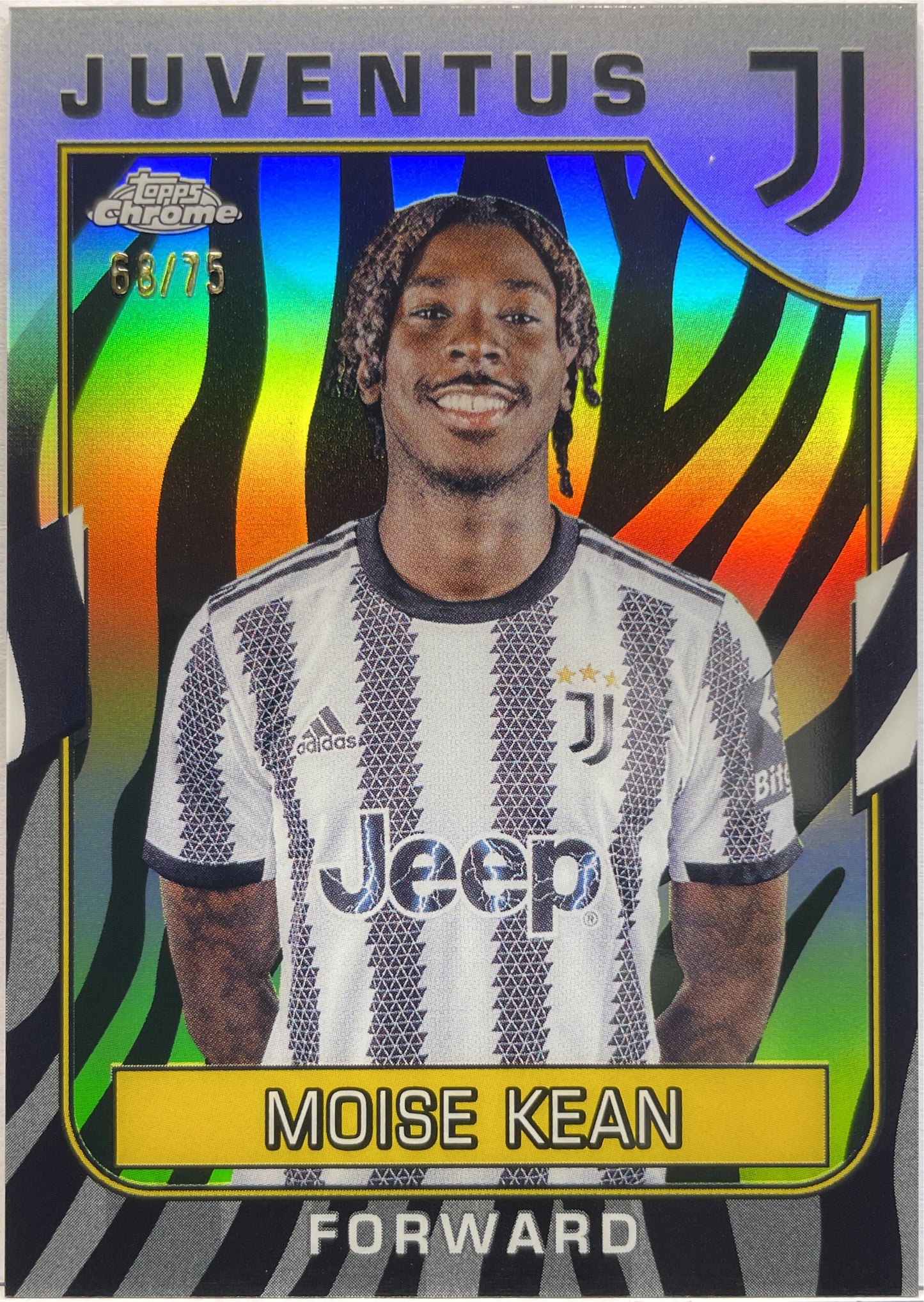 Moise Kean 68/75 Zebra Topps Chrome Juventus 2022/23