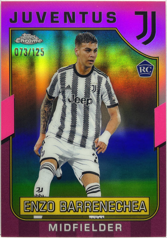 Enzo Barrenechea 73/125 Rookie Pink Topps Chrome Juventus 2022/23