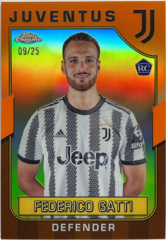 Federico Gatti 9/25 Rookie Orange Topps Chrome Juventus 2022/23