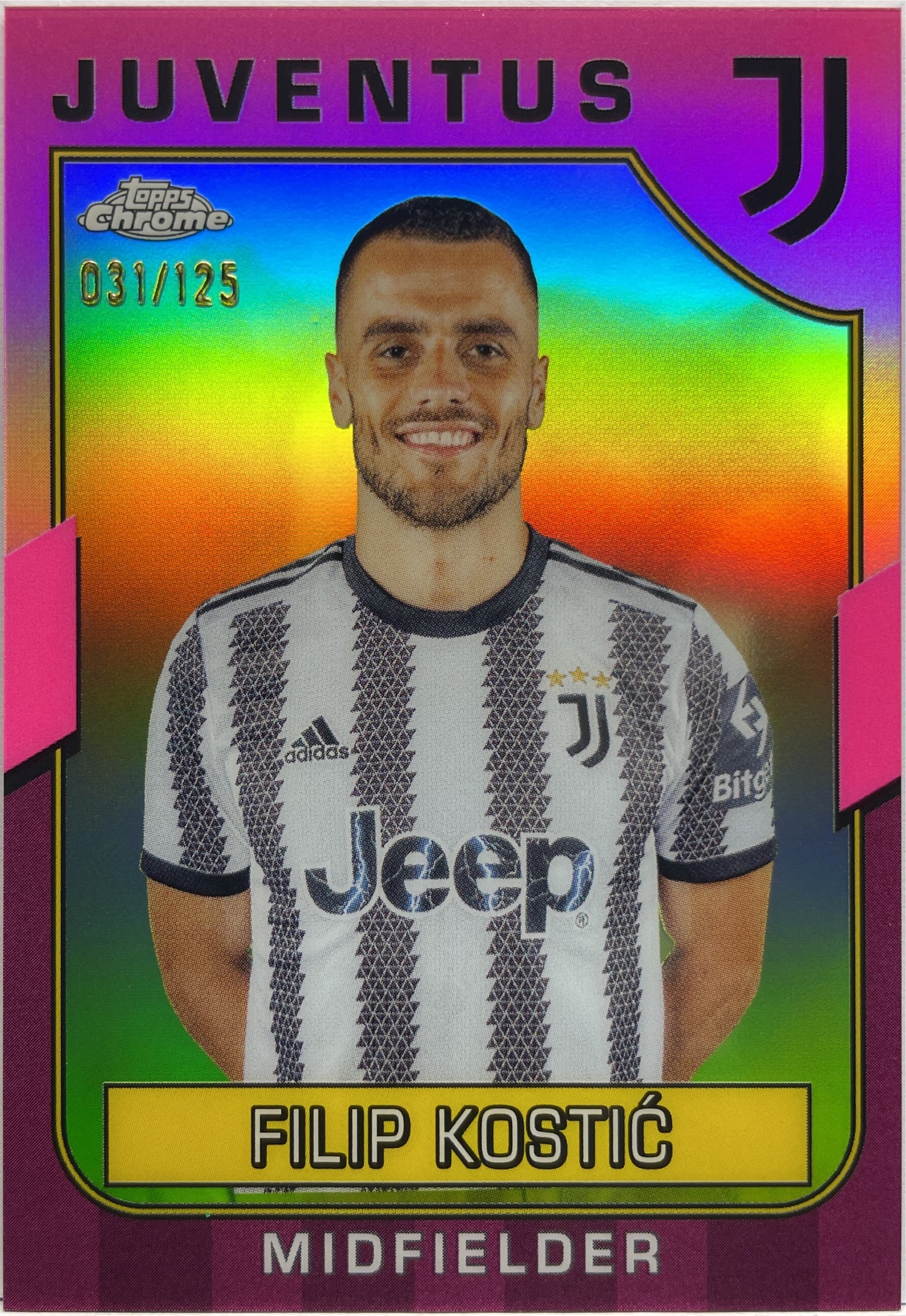 Filip Kostic 31/125 Pink Topps Chrome Juventus 2022/23