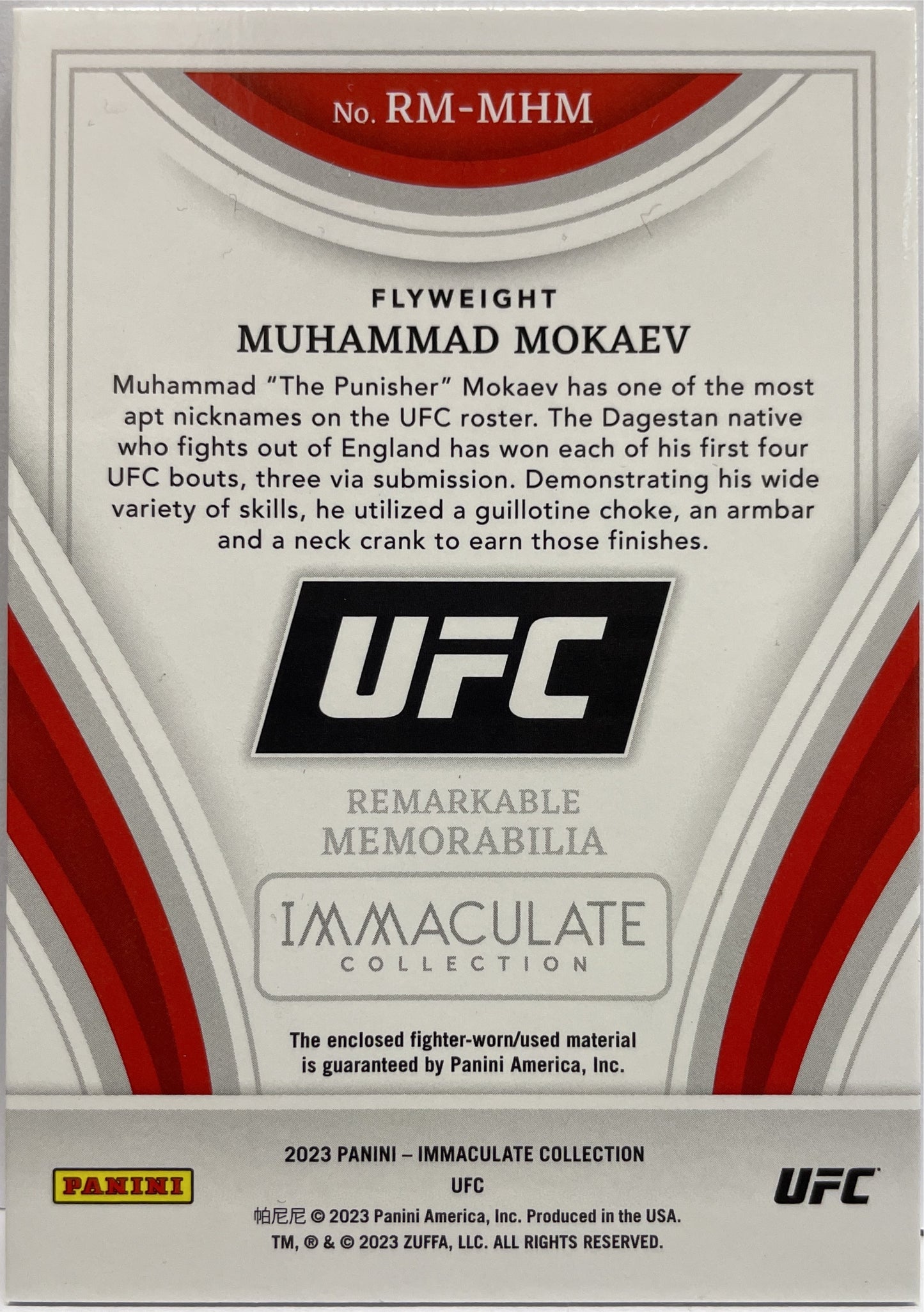 Muhammad Mokaev 56/99 Rookie Patch Immaculate UFC 2023