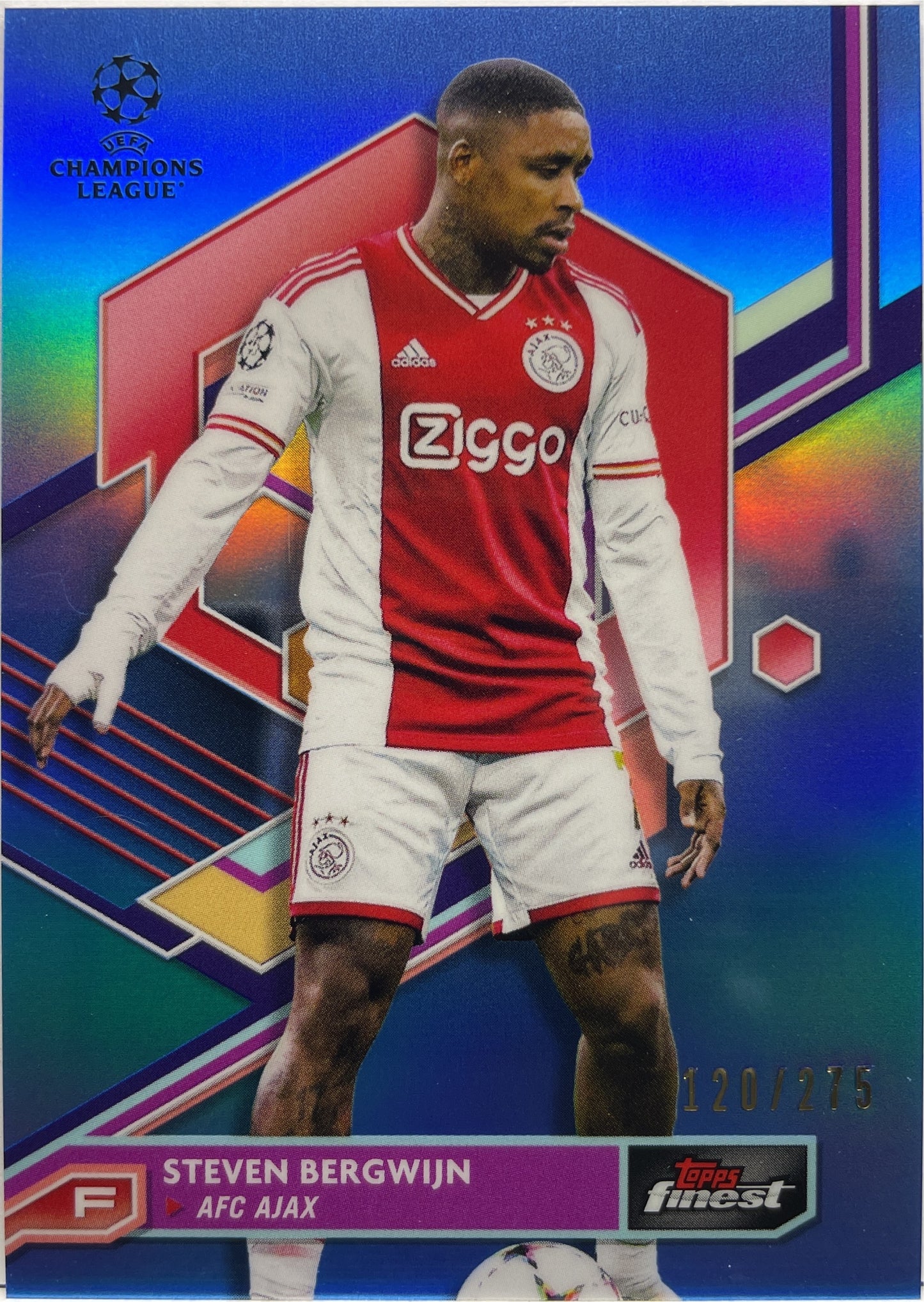 Steven Bergwijn 120/275 Sky Blue Topps Finest UCC 2022/23