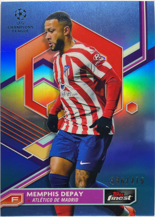 Menphis Depay 96/275 Sky Blue Topps Finest UCC 2022/23