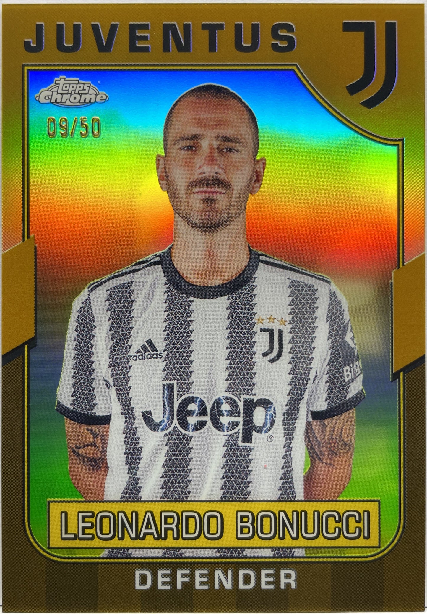 Leonardo Bonucci 9/50 Gold Topps Chrome Juventus 2022/23