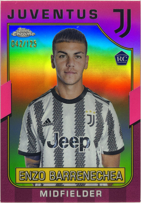 Enzo Barrenechea 42/125 Rookie Pink Topps Chrome Juventus 2022/23