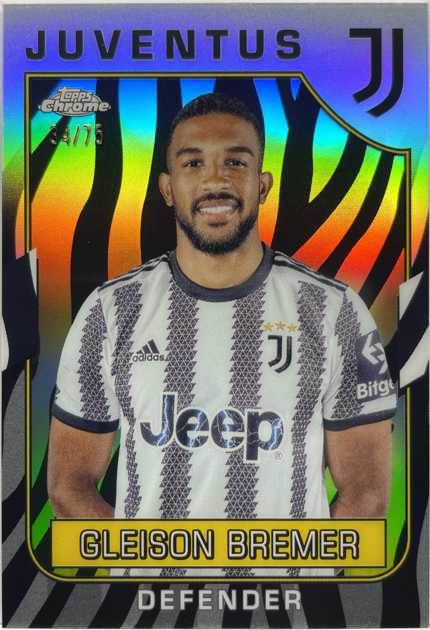 Gleison Bremer 34/75 Zebra Topps Chrome Juventus 2022/23