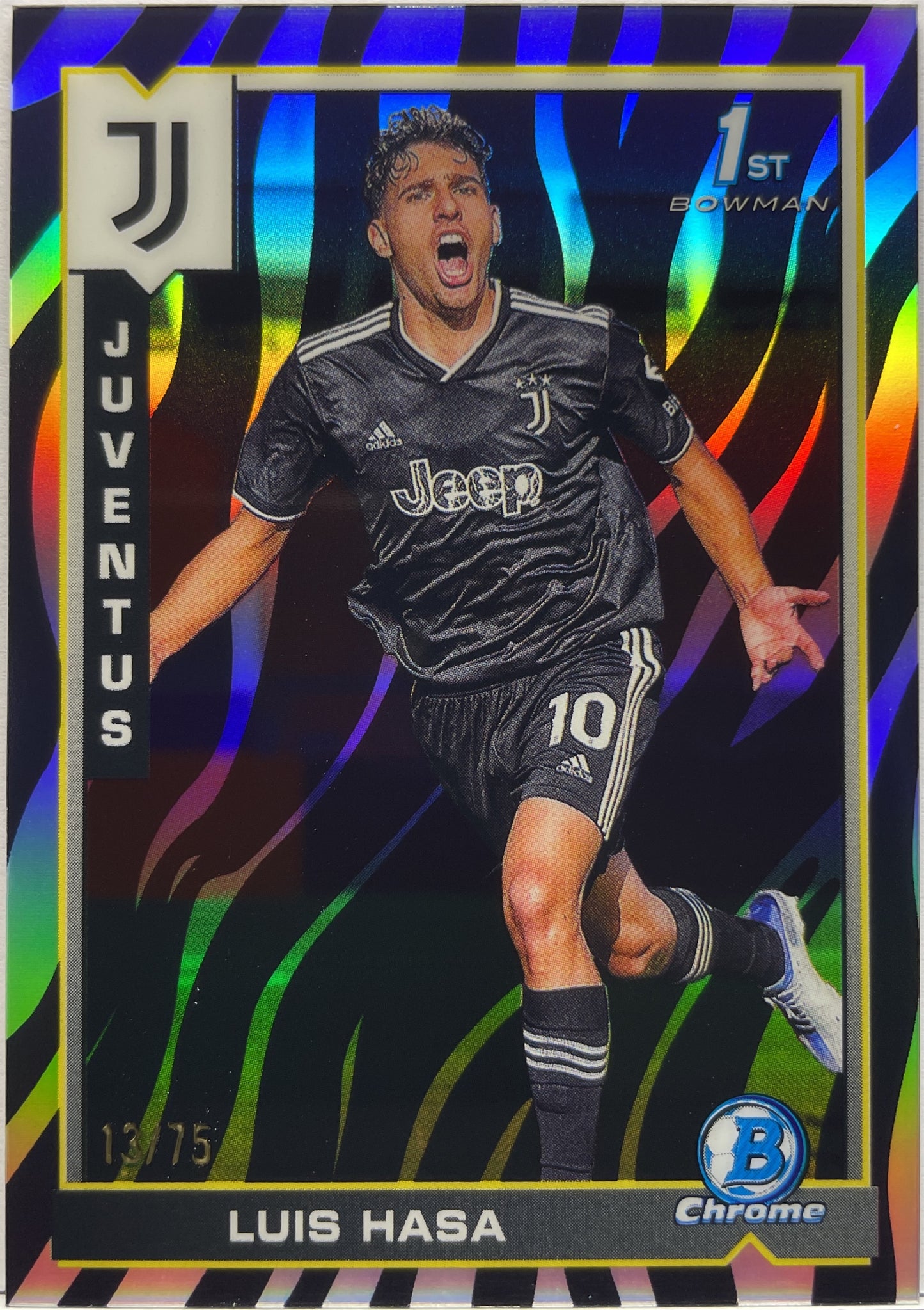 Luis Hasa 13/75 1ST Bowman Zebra Topps Chrome Juventus 2022/23