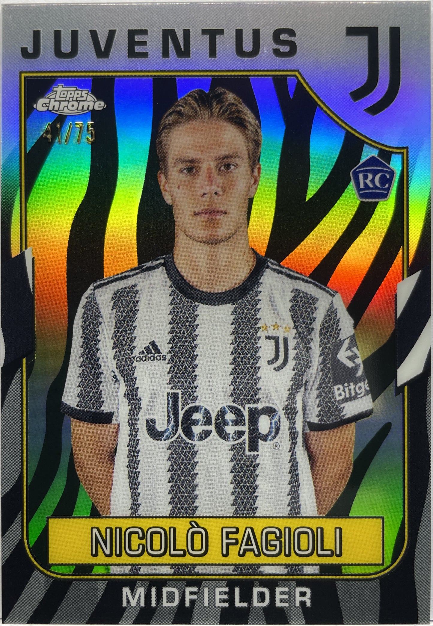 Nicolo Fagioli 41/75 Rookie Zebra Topps Chrome Juventus 2022/23