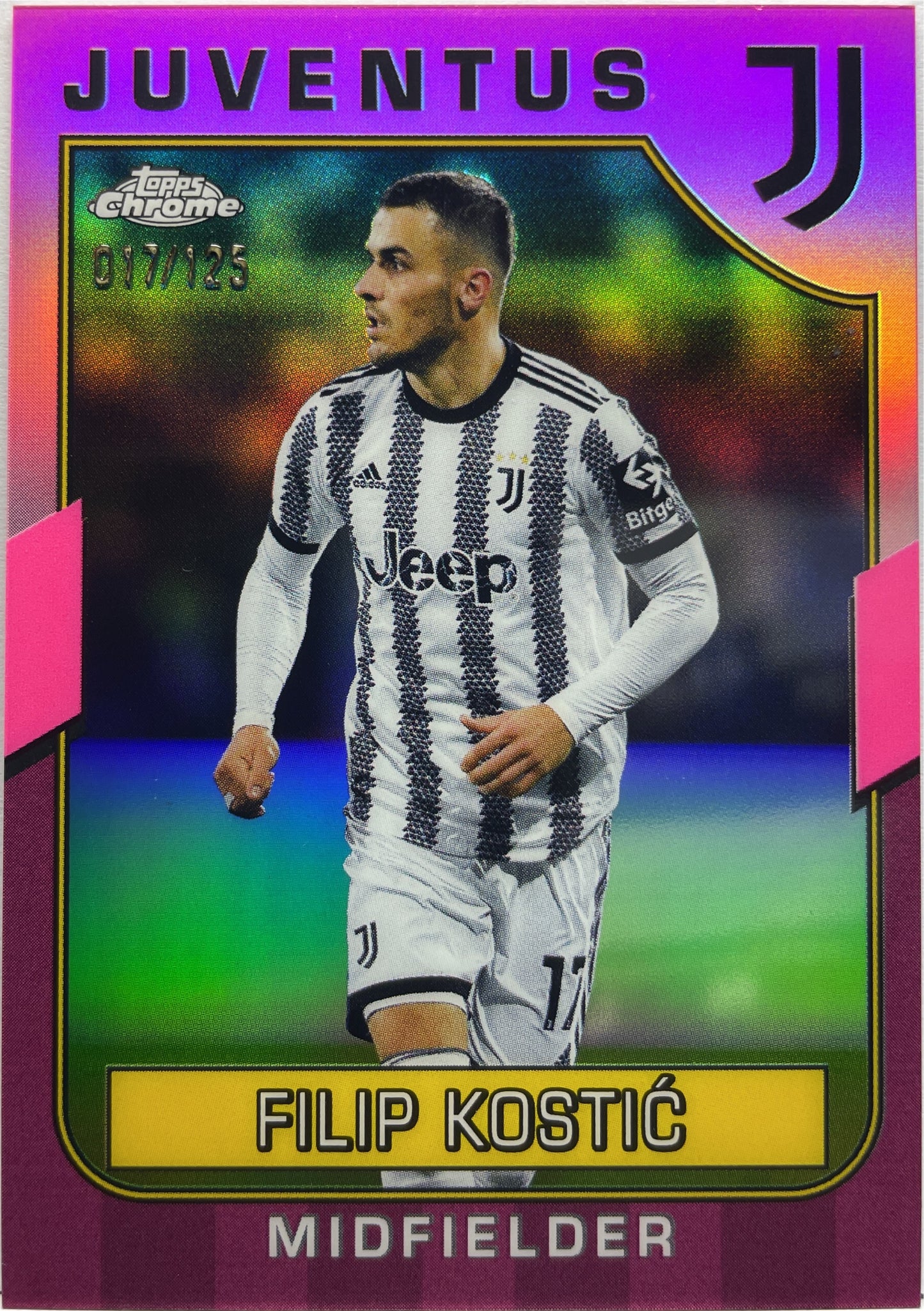 Filip Kostic 17/125 Pink Topps Chrome Juventus 2022/23