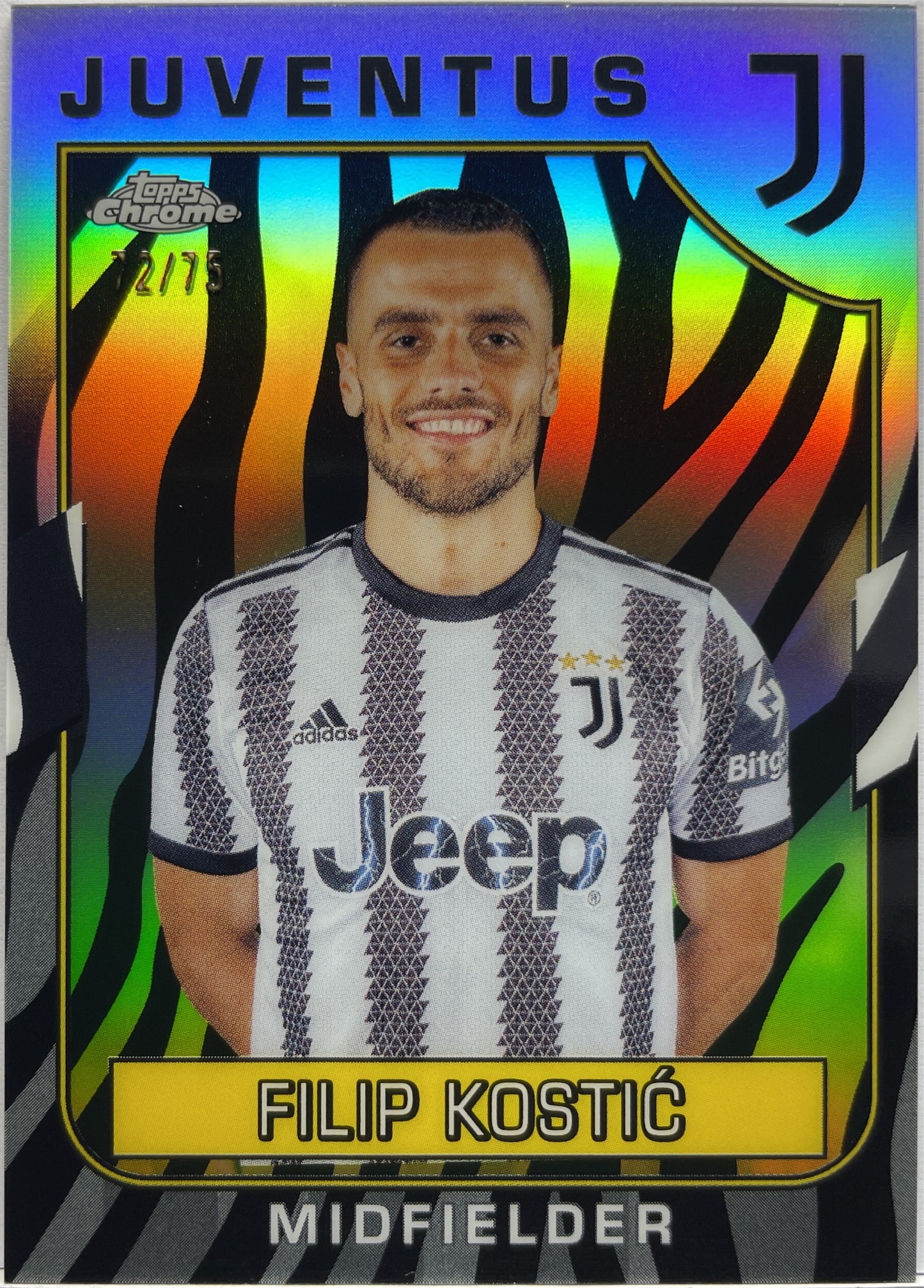 Filip Kostic 72/75 Zebra Topps Chrome Juventus 2022/23