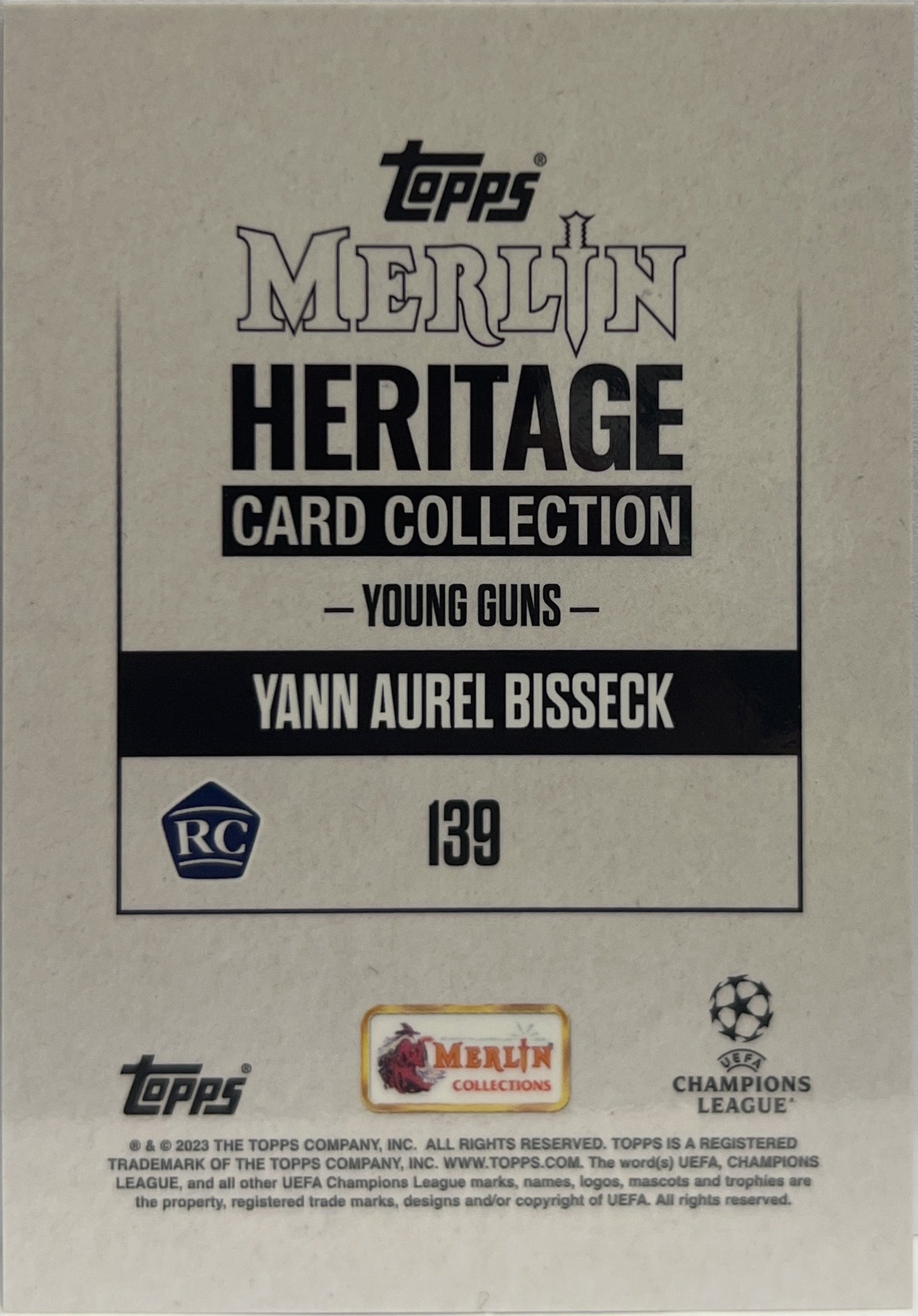 Yann Aurel Bisseck 75/99 Rookie Young Guns Topps Merlin Heritage UCC 2023/24