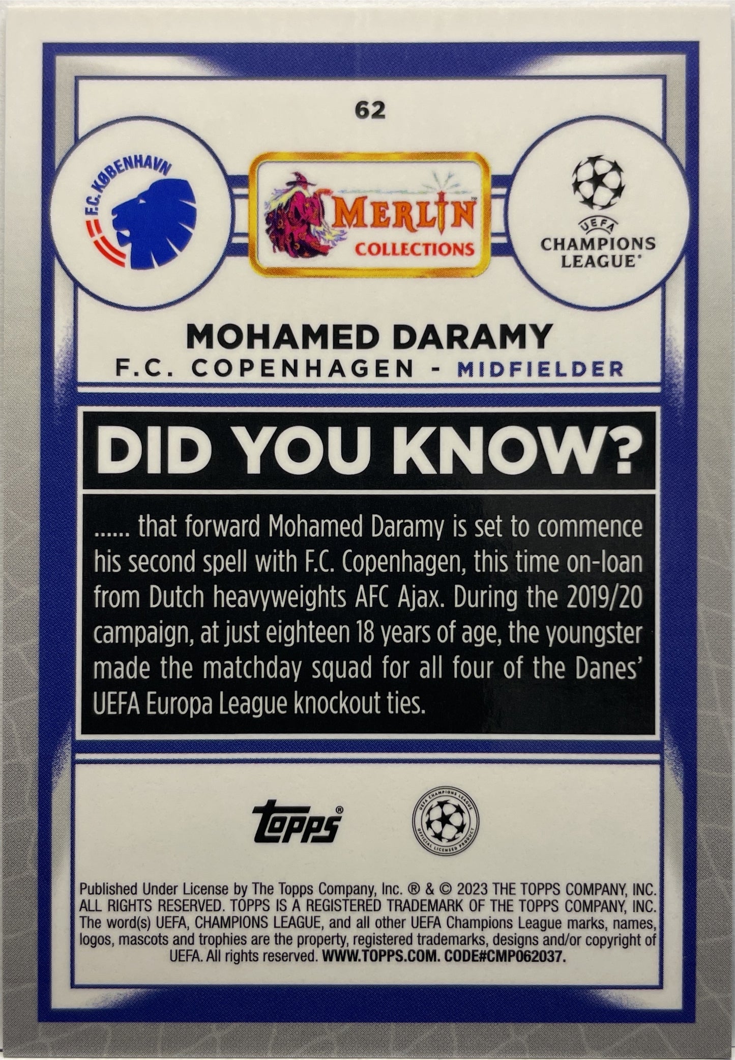 Mohamed Daramy 37/99 Green Topps Chrome Merlin 2022/23