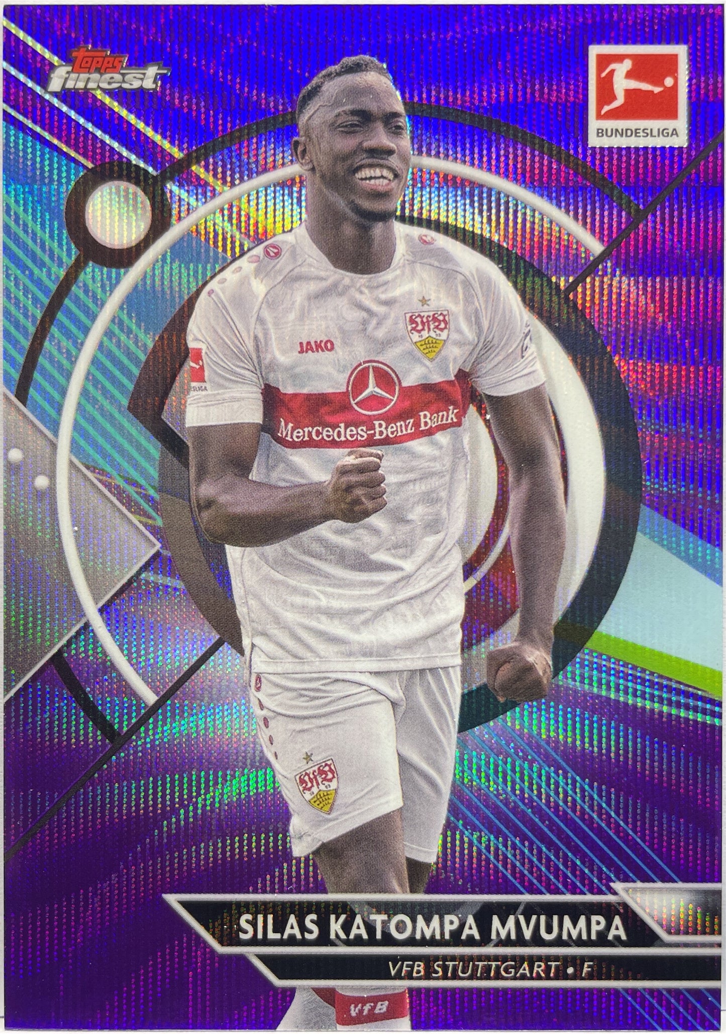 Silas Katompa Mvumpa 202/250 Purple Wave Topps Finest Bundesliga 2022/23