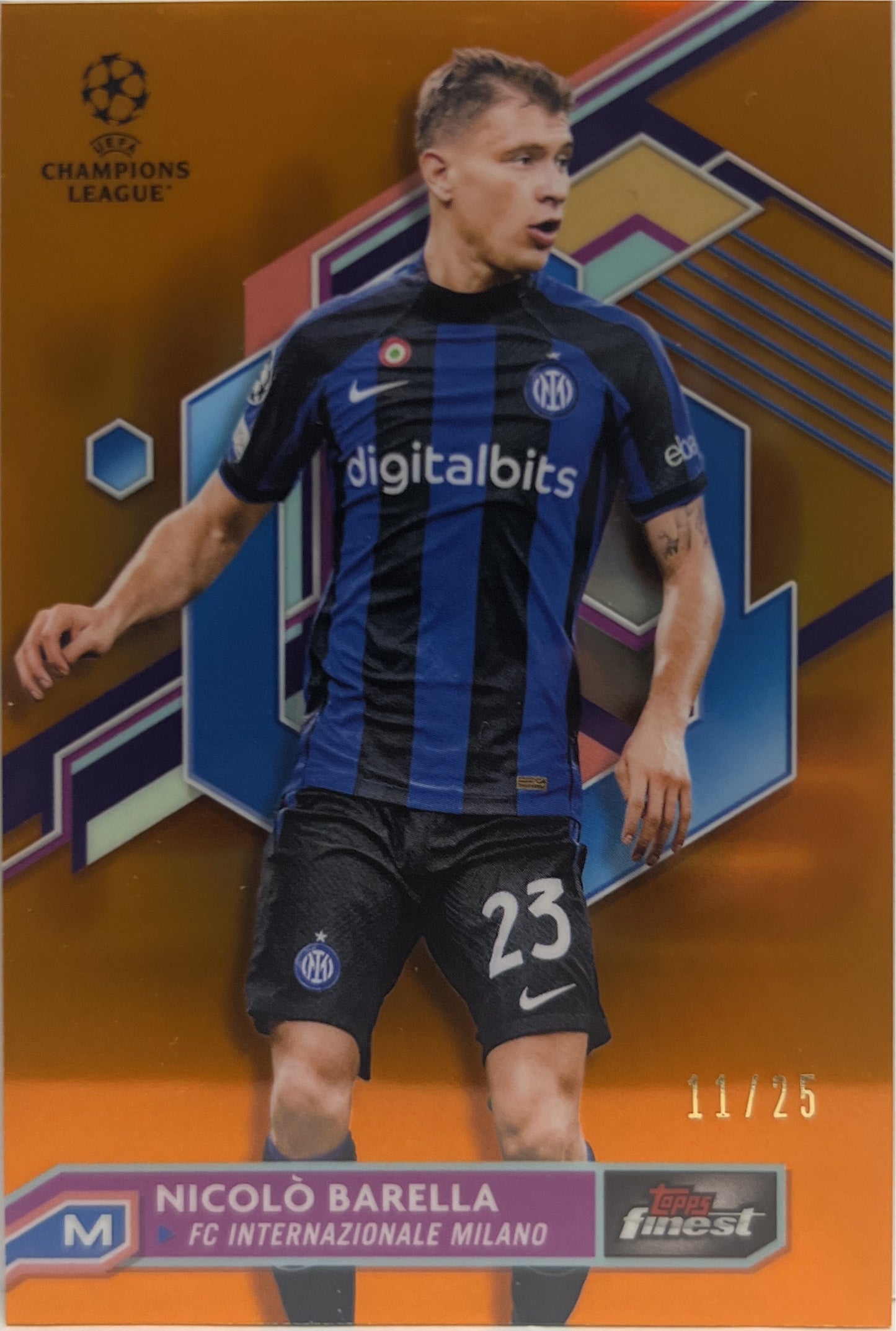 Nicolo Barella 11/25 Orange Topps Finest UCC 2022/23