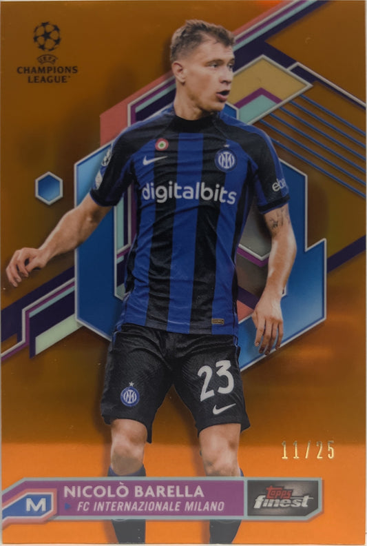 Nicolo Barella 11/25 Orange Topps Finest UCC 2022/23