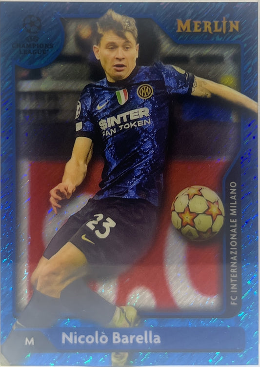 Nicolo Barella 20/75 Blue Shimmer Topps Chrome Merlin UCC 2021/22
