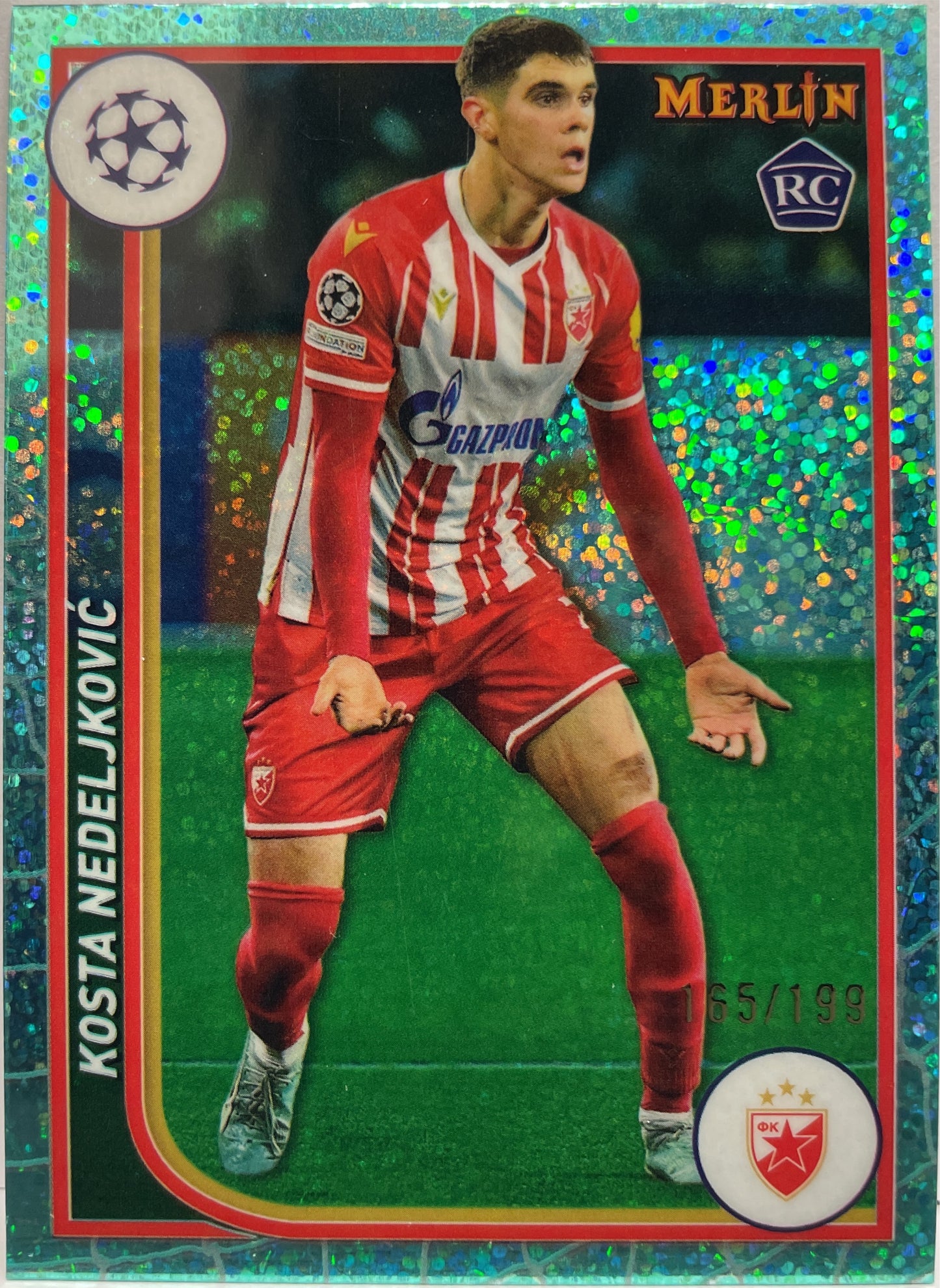 Kosta Nedeljkovic 165/199 Rookie Aqua Speckle Topps Chrome Merlin UCC 2023/24