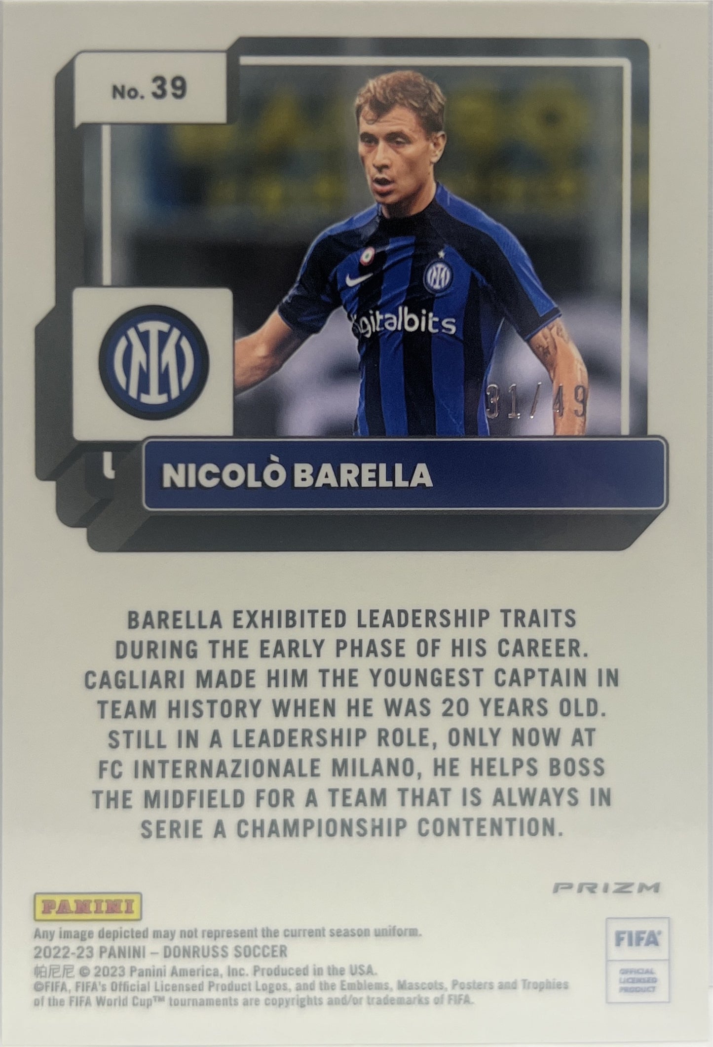 Nicolo Barella 31/49 Optic Mojo Donruss Fifa 2022/23