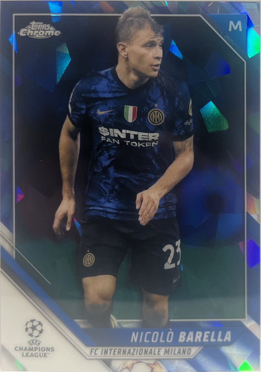Nicolo Barella Cracked Ice Blue Topps Chrome UCL 2020/21