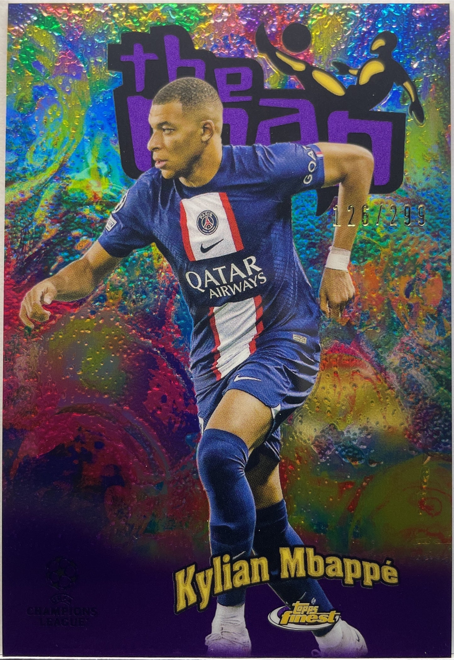 Kylian Mbappe 126/299 The Man Purple Topps Finest UCC 2022/23