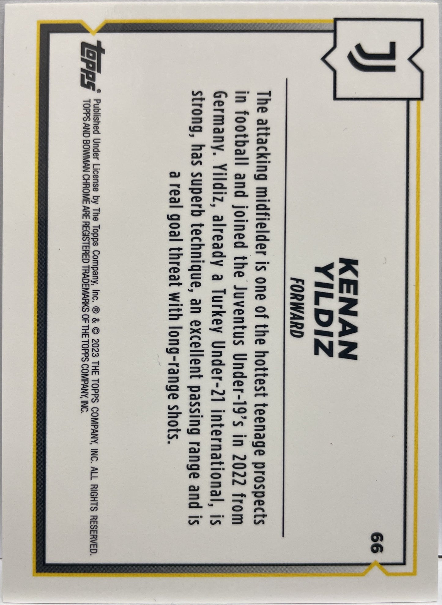 Kenan Yildiz 1ST Bowman Topps Chrome Juventus 2022/23