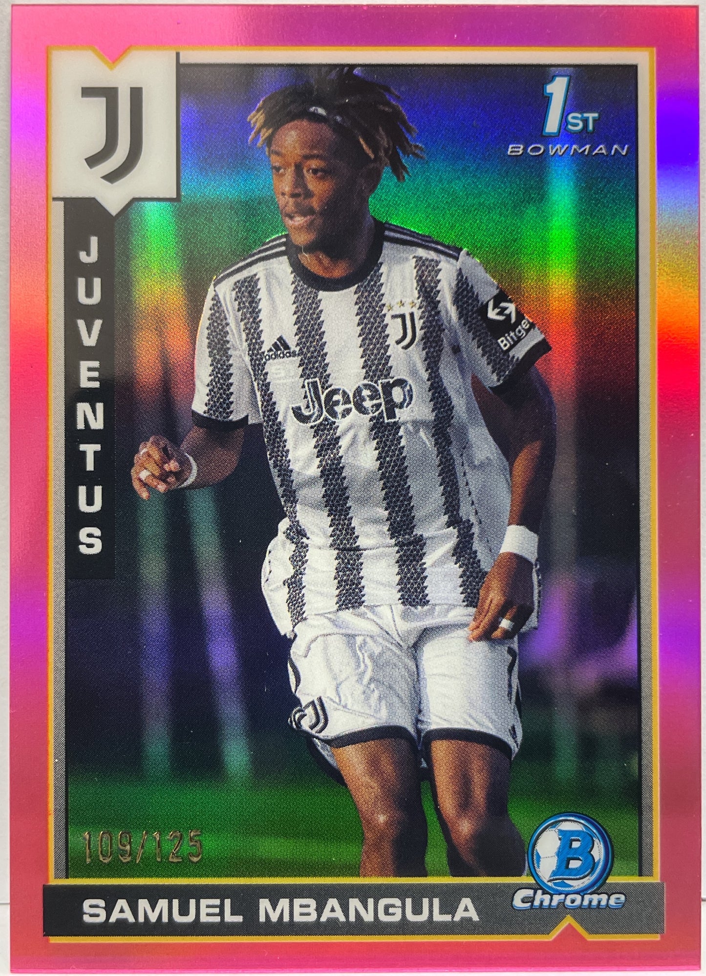 Samuel Mbangula 109/125 1ST Bowman Pink Topps Chrome Juventus 2022/23