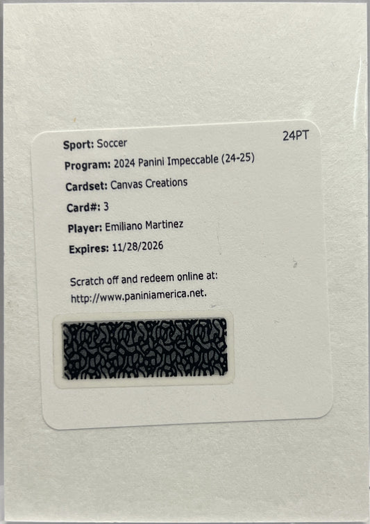 Emiliano Martinez Autograph Canvas Creation Impeccable Premier League 2024/25 Redemption