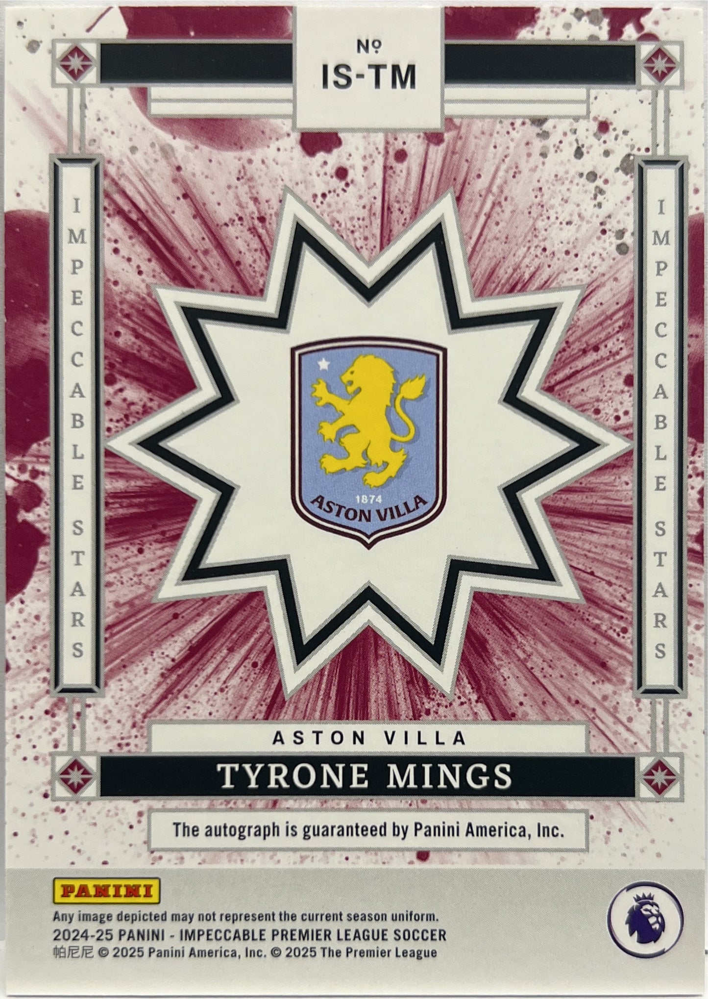 Tyrone Mings 54/99 Autograph Stars Impeccable Premier League 2024/25
