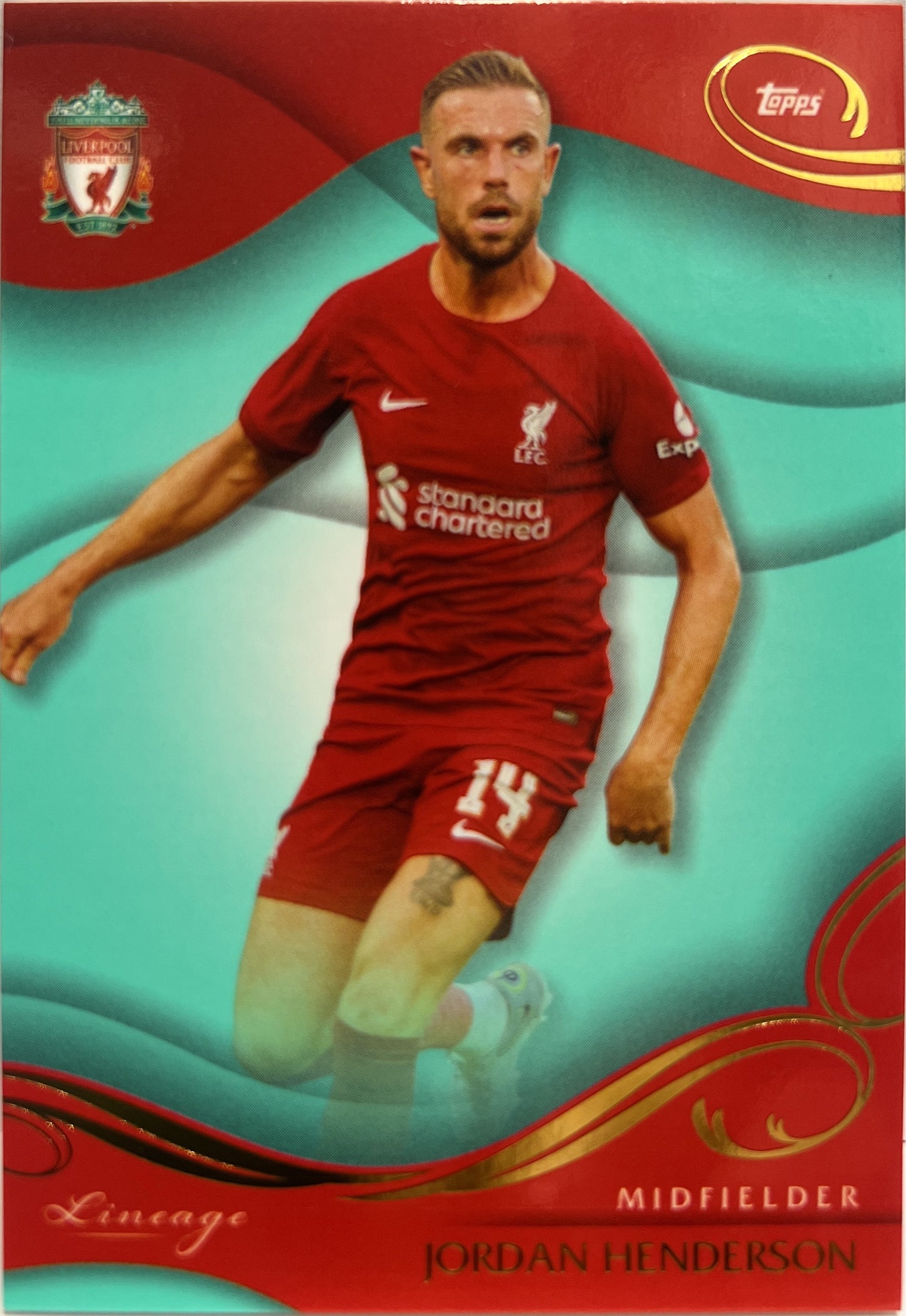 Jordan Henderson 26/99 Teal Topps Lineage Liverpool 2022/23