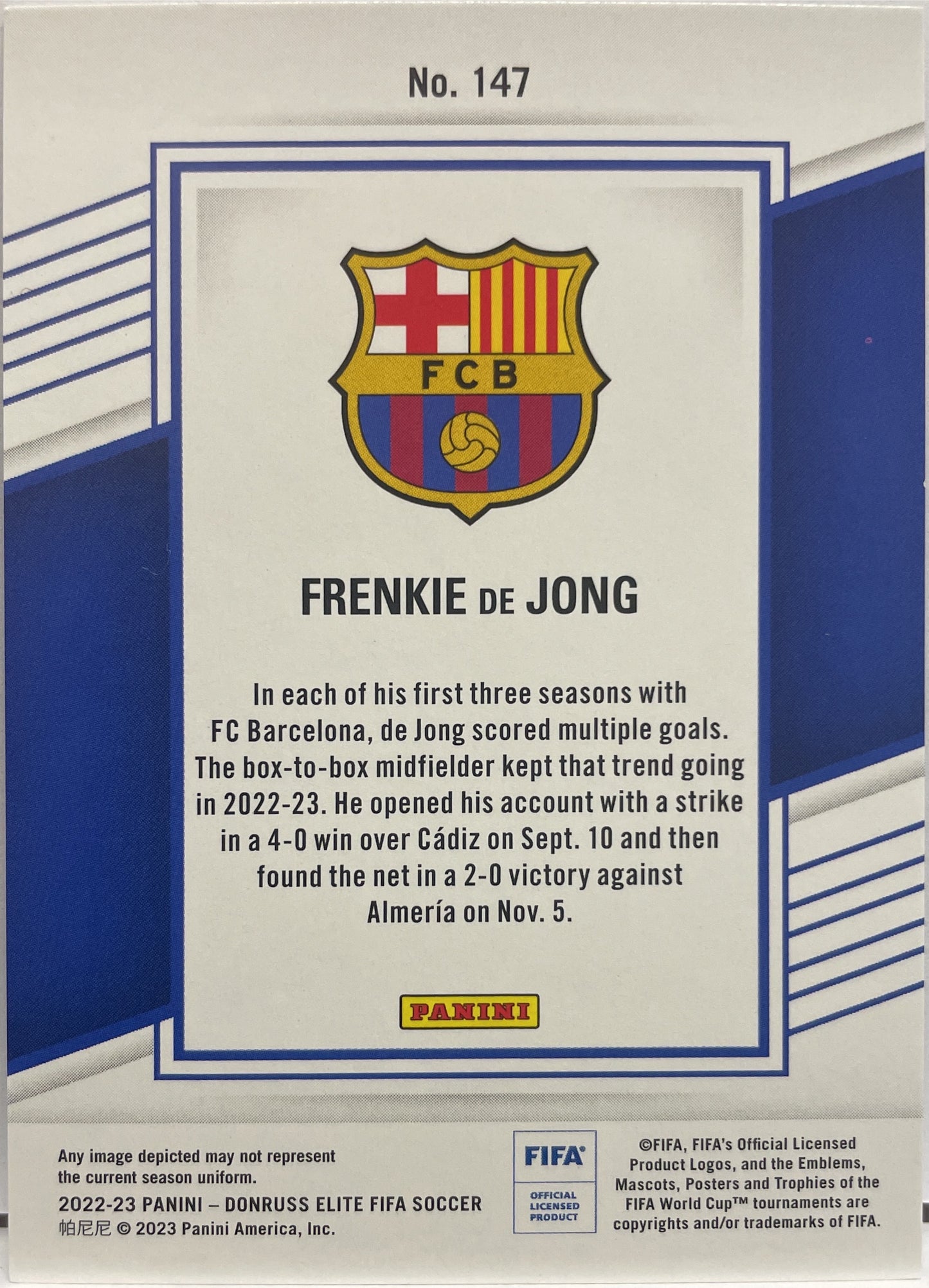 Frenkie De Jong 6/15 Purple Disco Donruss Elite Fifa 2022/23