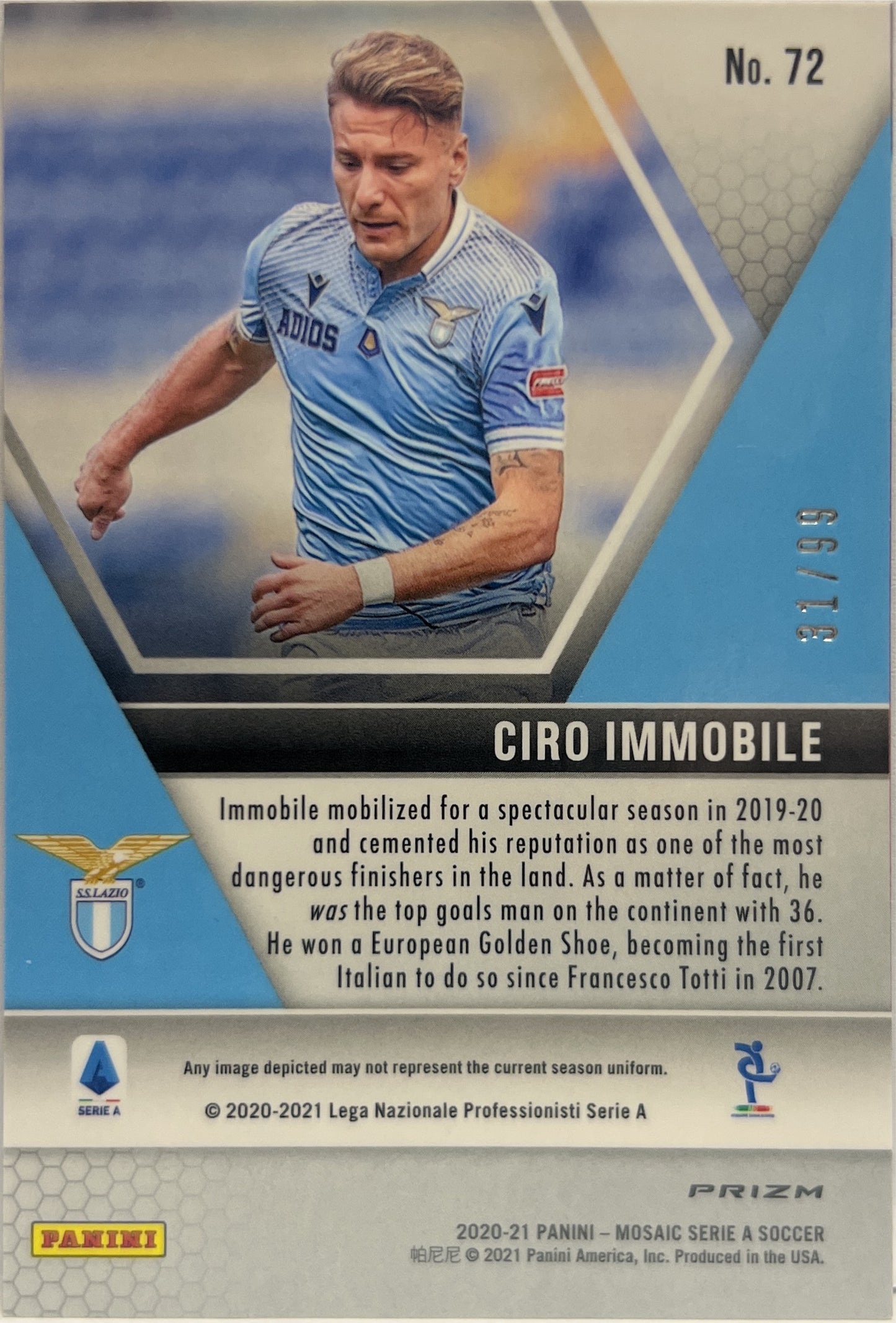 Ciro Immobile 31/99 Blue Mosaic Serie A 2020/21