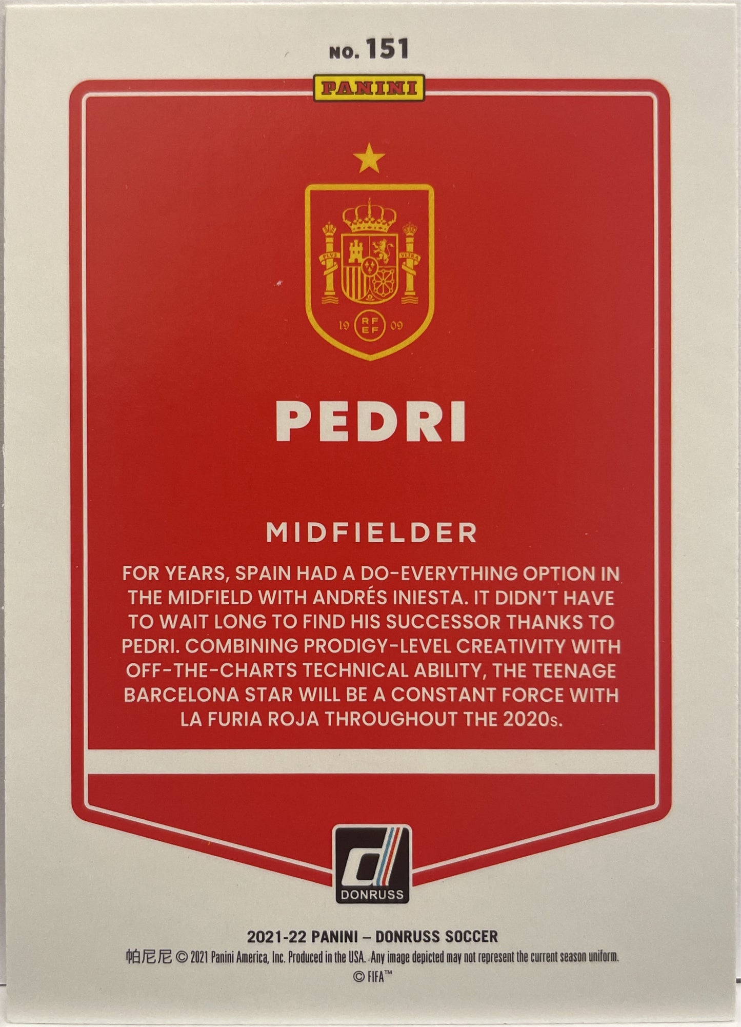 Pedri Orange Laser Panini Donruss Road To Qatar 2021/22
