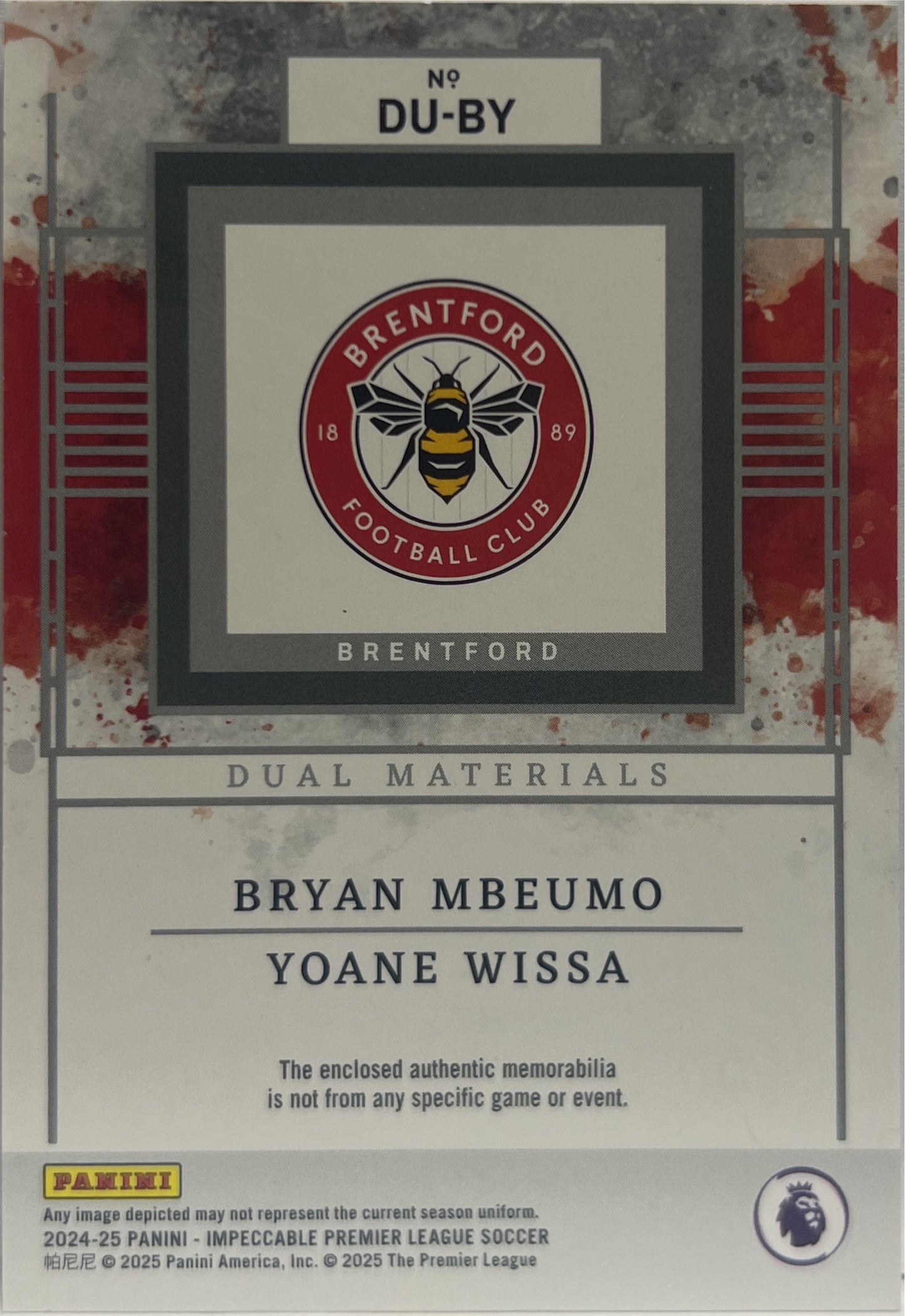 Bryan Mbeumo & Yoane Wissa 39/49 Patch Dual Materials Silver Impeccable Premier League 2024/25