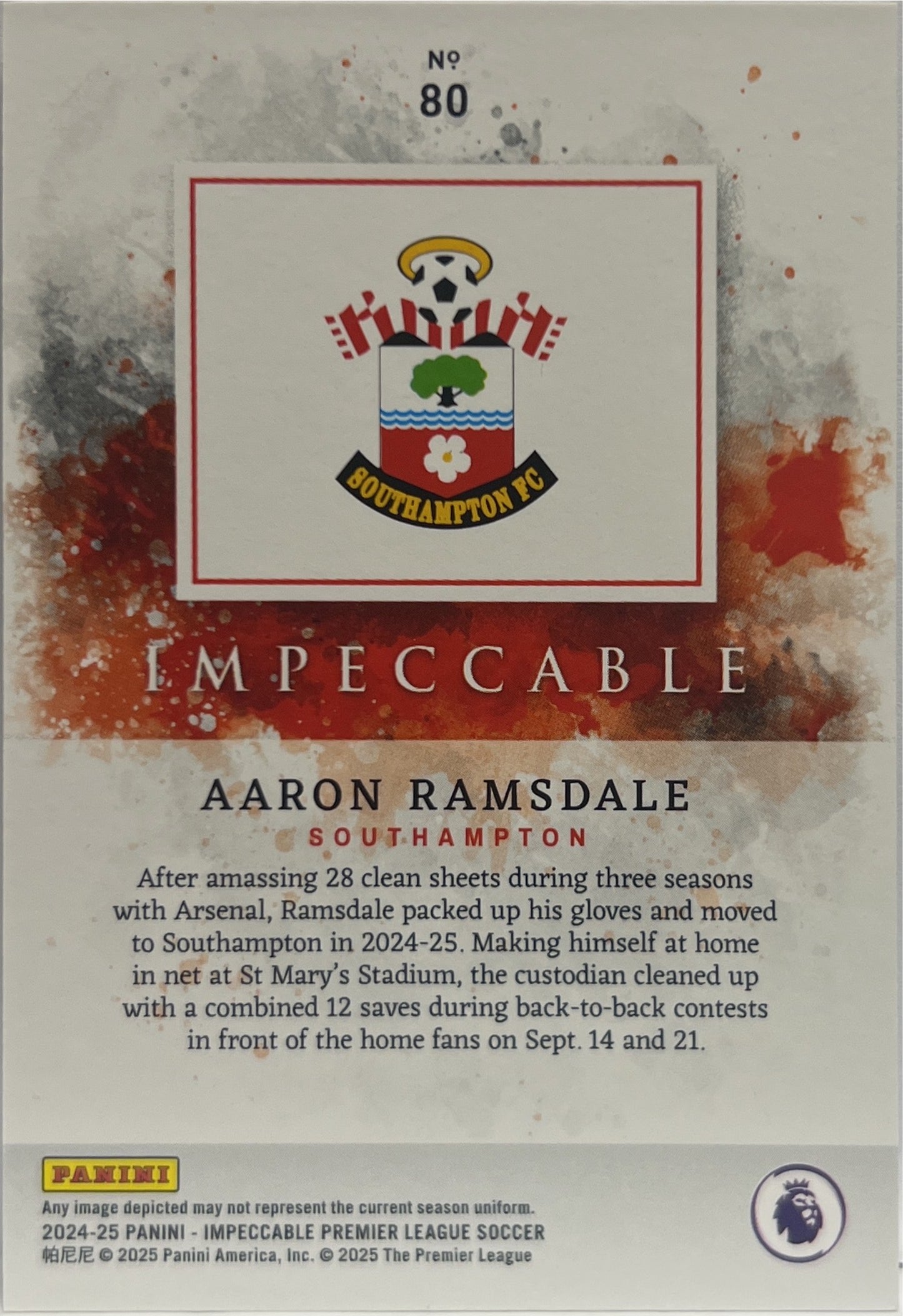 Aaron Ramsdale 55/65 Impeccable Premier League 2024/25