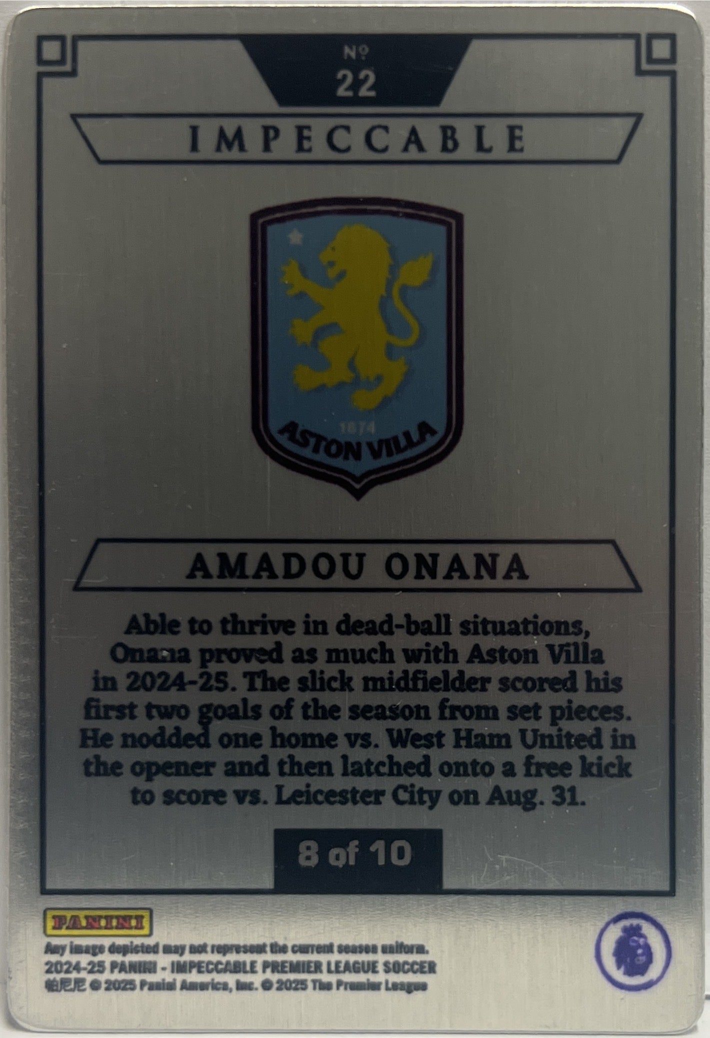 Amadou Onana 8/10 Stainless Stars Impeccable Premier League 2024/25