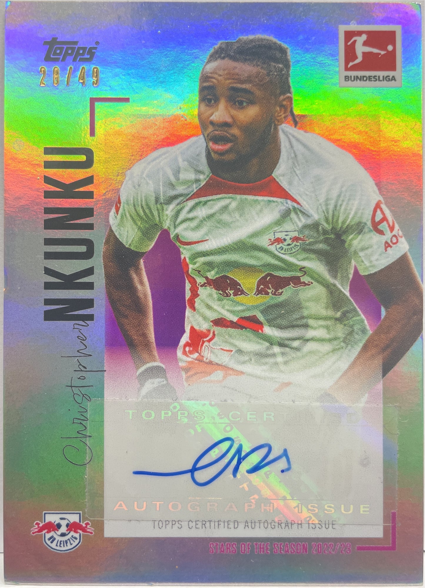 Christopher Nkunku 28/49 Autograph Topps Bundesliga Stars Of The Season 2022/23