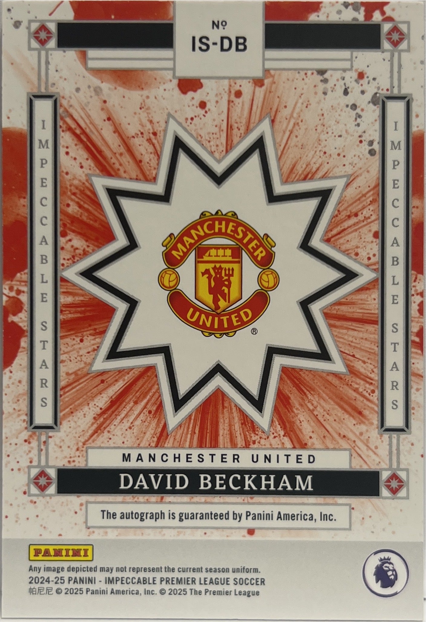 David Beckham 9/99 Autograph Stars Impeccable Premier League 2024/25
