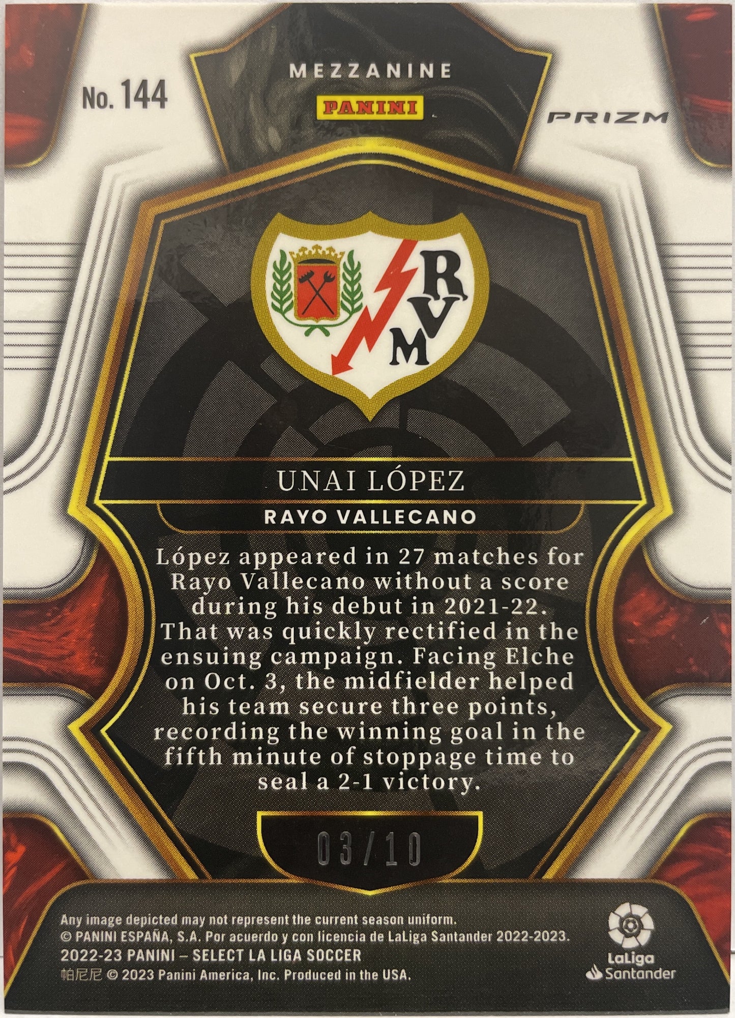 Unai Lopez 3/10 Mezzanine Gold Mojo Select La Liga 2022/23