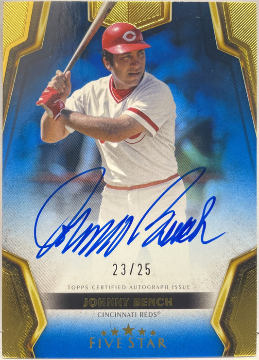 Johnny Bench 23/25 Autograph On Card Topps Five Star Baseball 2024