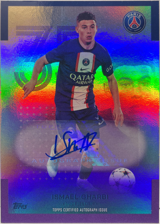 Ismael Gharbi 8/15 Autograph Purple Topps PSG Team Set 2022/23