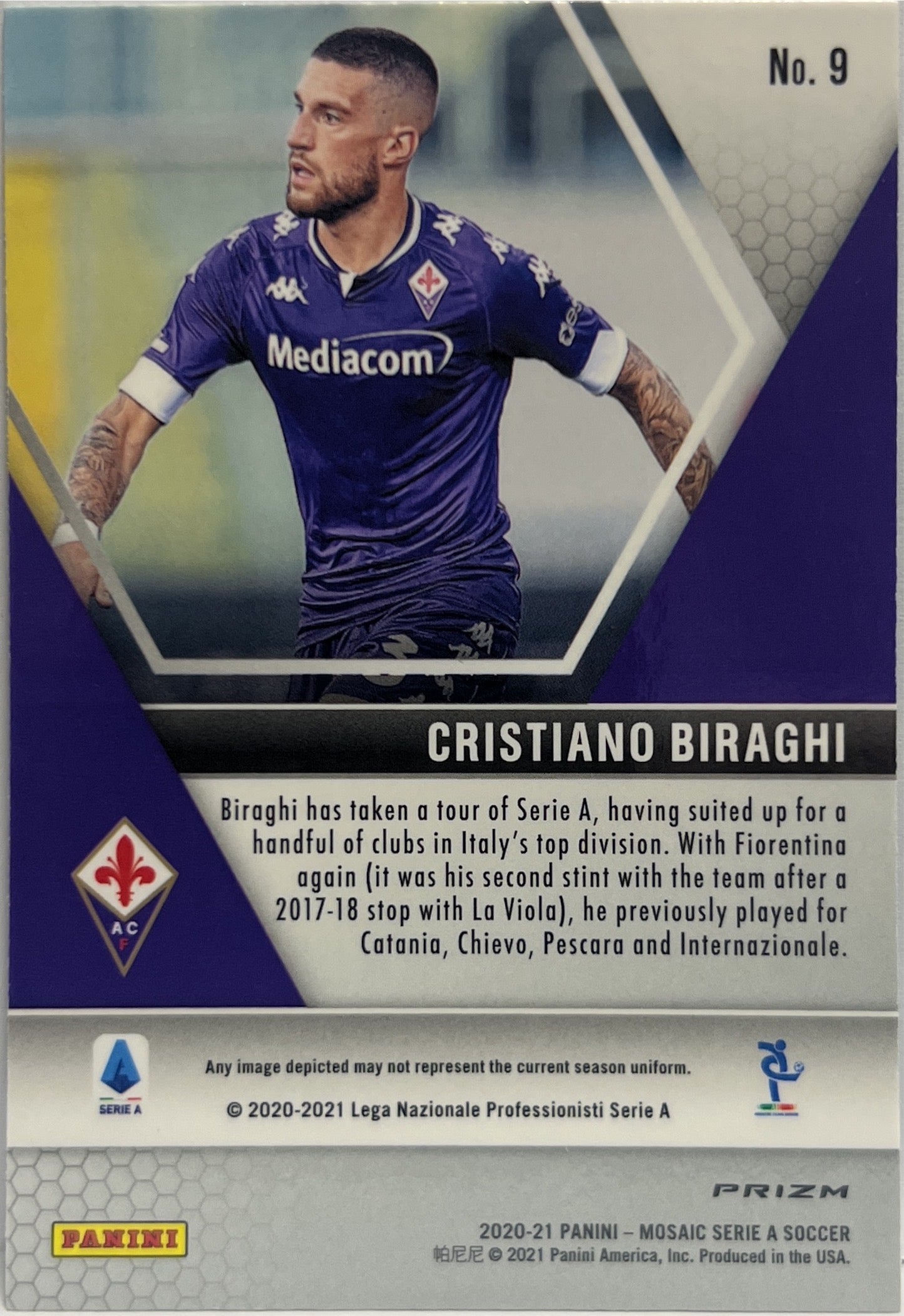 Cristiano Biraghi Rookie Peacock Mosaic Serie A 2020/21