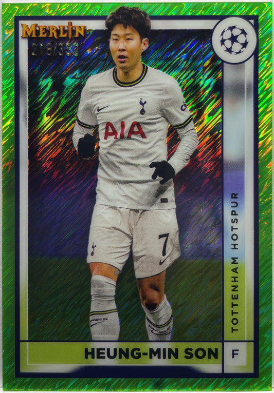 Heung-Min Son 218/350 Neon Green Shimmer Topps Chrome Merlin 2022/23